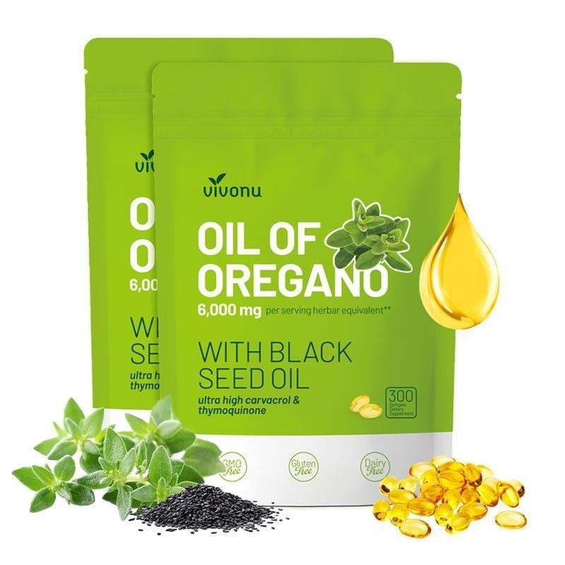High Potency Oil of Oregano Black Seed Oil , 300ct Pure Organic Softgels , Antio