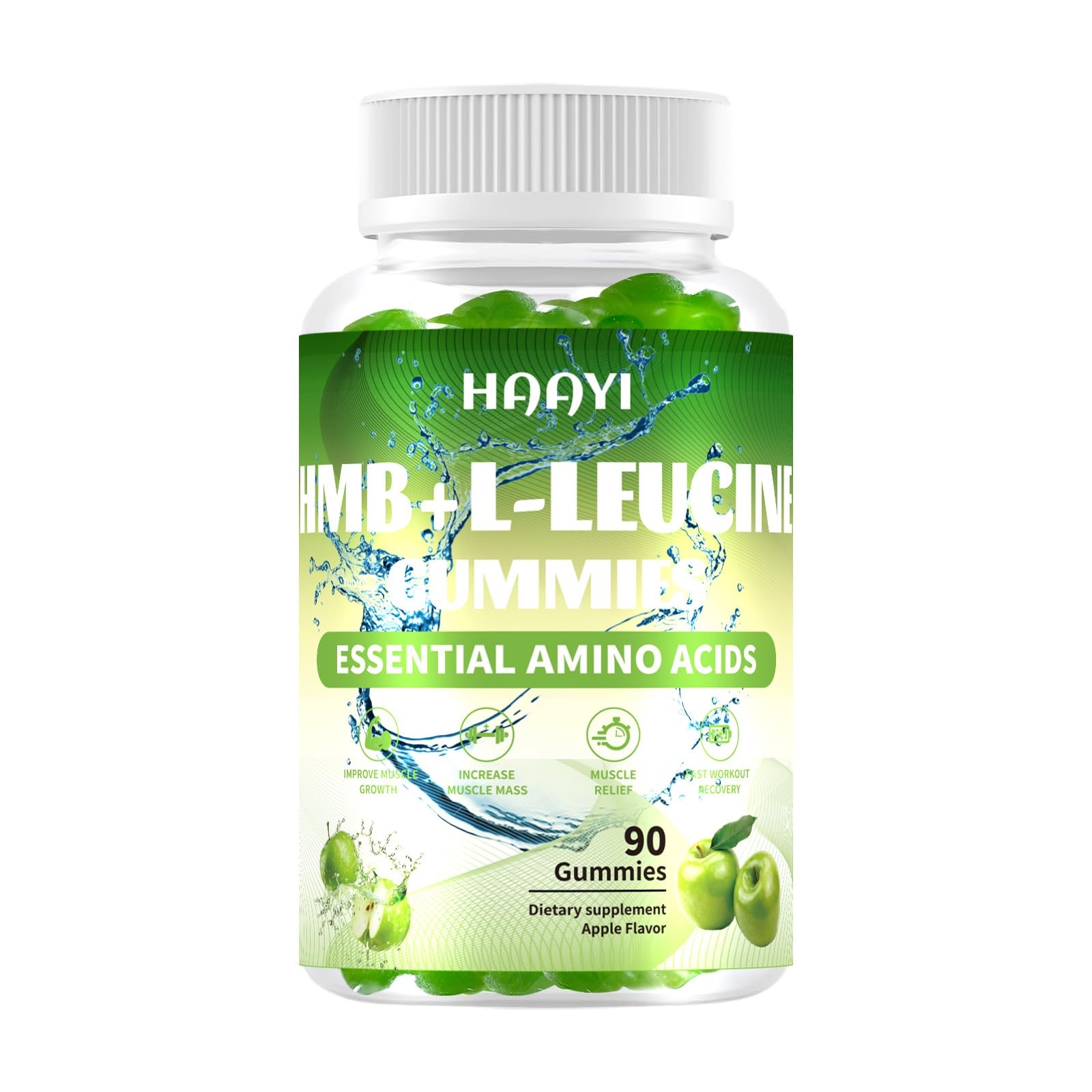 HAAYI HMB and L-Leucine Gummies, 3000mg,Sugar Free,HMB 90 Count (Pack of 1)