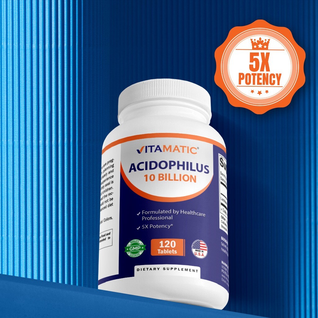 Vitamatic Acidophilus Probiotic – 10 Billion CFU – 120 Tablets x 2 Pack