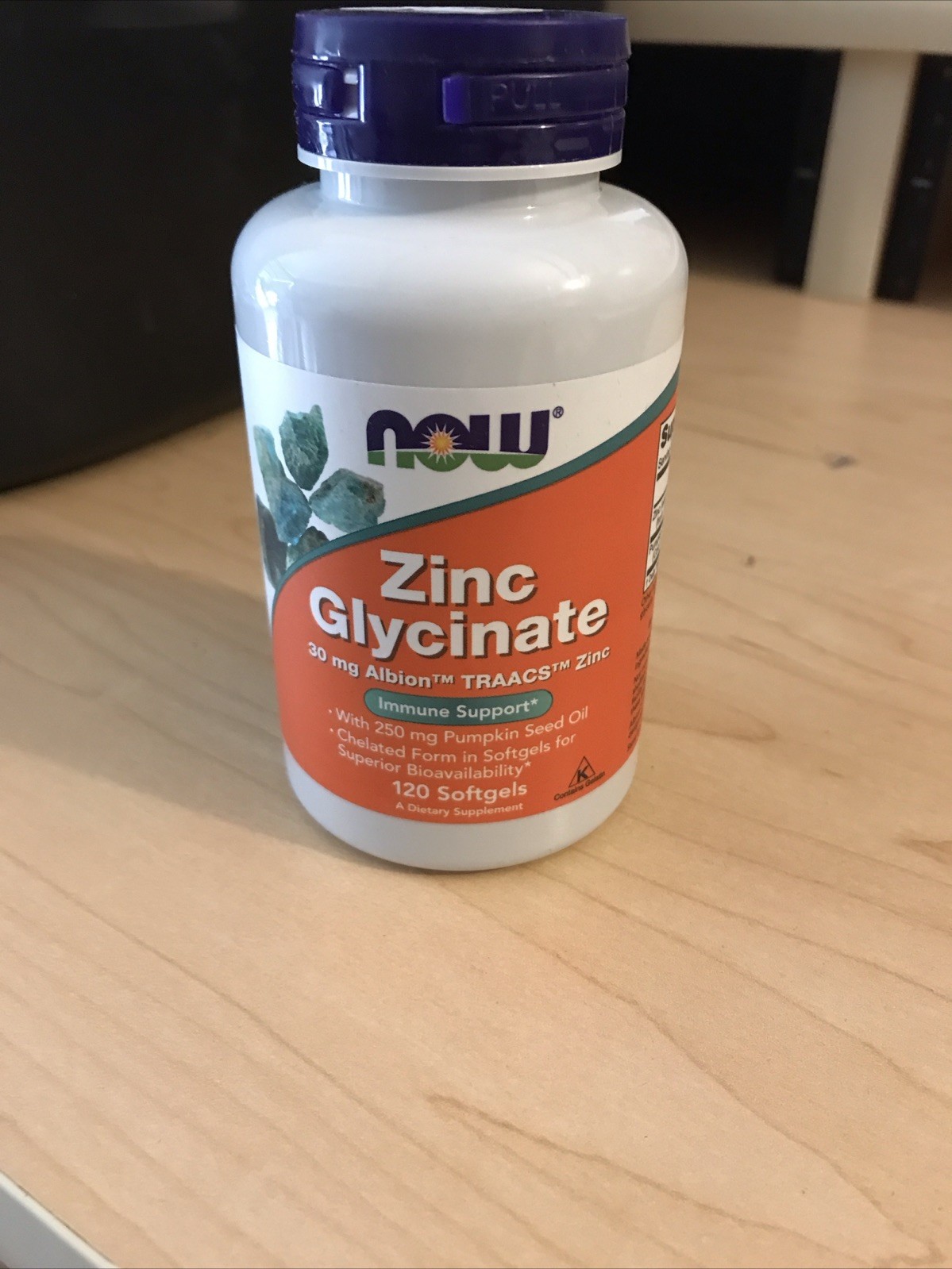 NOW Foods Zinc Glycinate 120 Softgels Supports Prostate Health