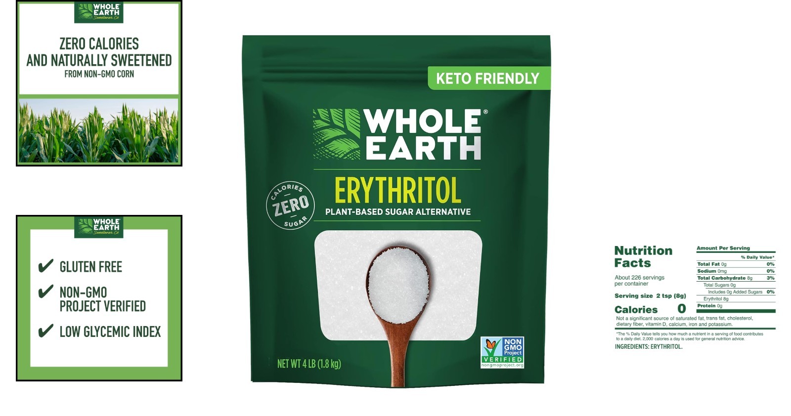 4 Pound Pouch of Plant-Based Erythritol – Delicious Sugar Substitute for Baking