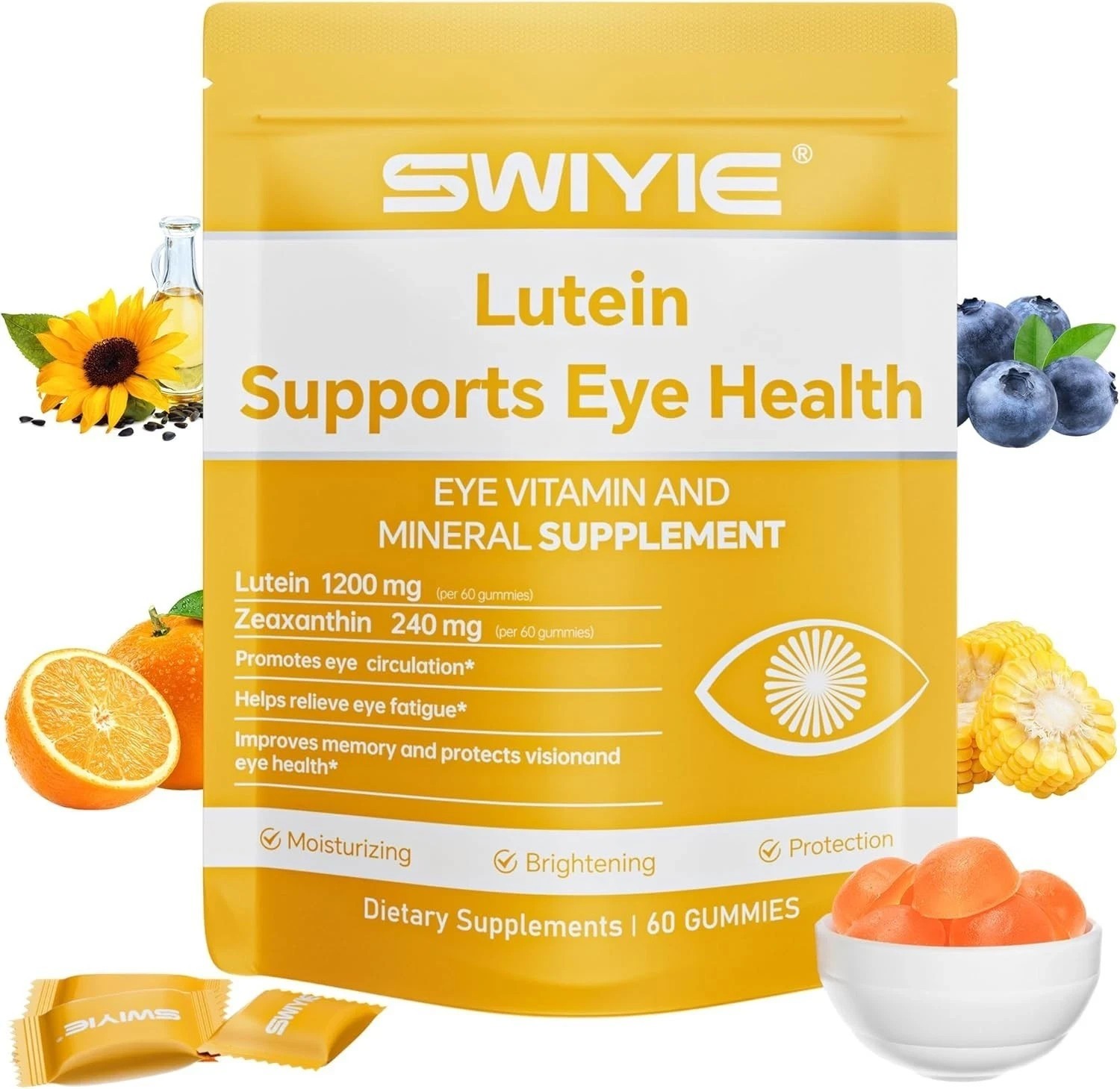 Lutein 3PCS Swiyie Lutein Gummy Vitamins – Eye Vitamin plus Mineral Supplement