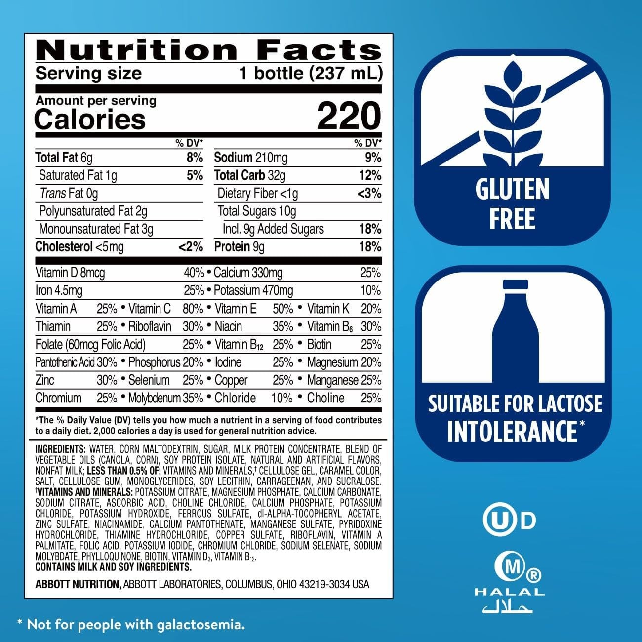 Original Coffee Latte Nutrition Shake 24 Pack 8 fl oz 9g Protein