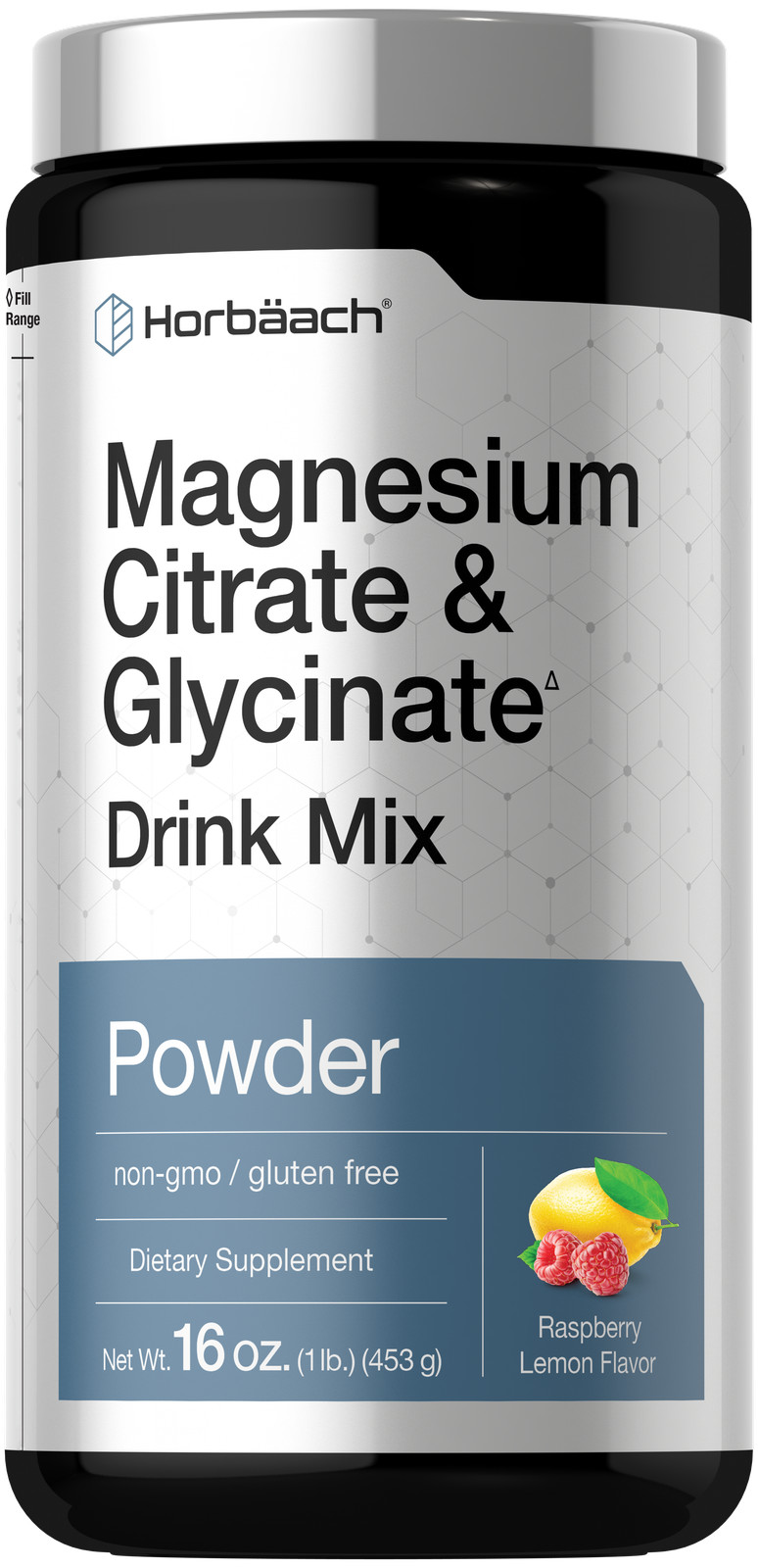 Magnesium Citrate & Glycinate | 16 oz | Raspberry Lemon Flavor | by Horbäach