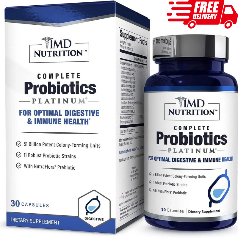 1MD Nutrition Complete Probiotics 30 Caps Gut Digestive Support Exp. 12/2027