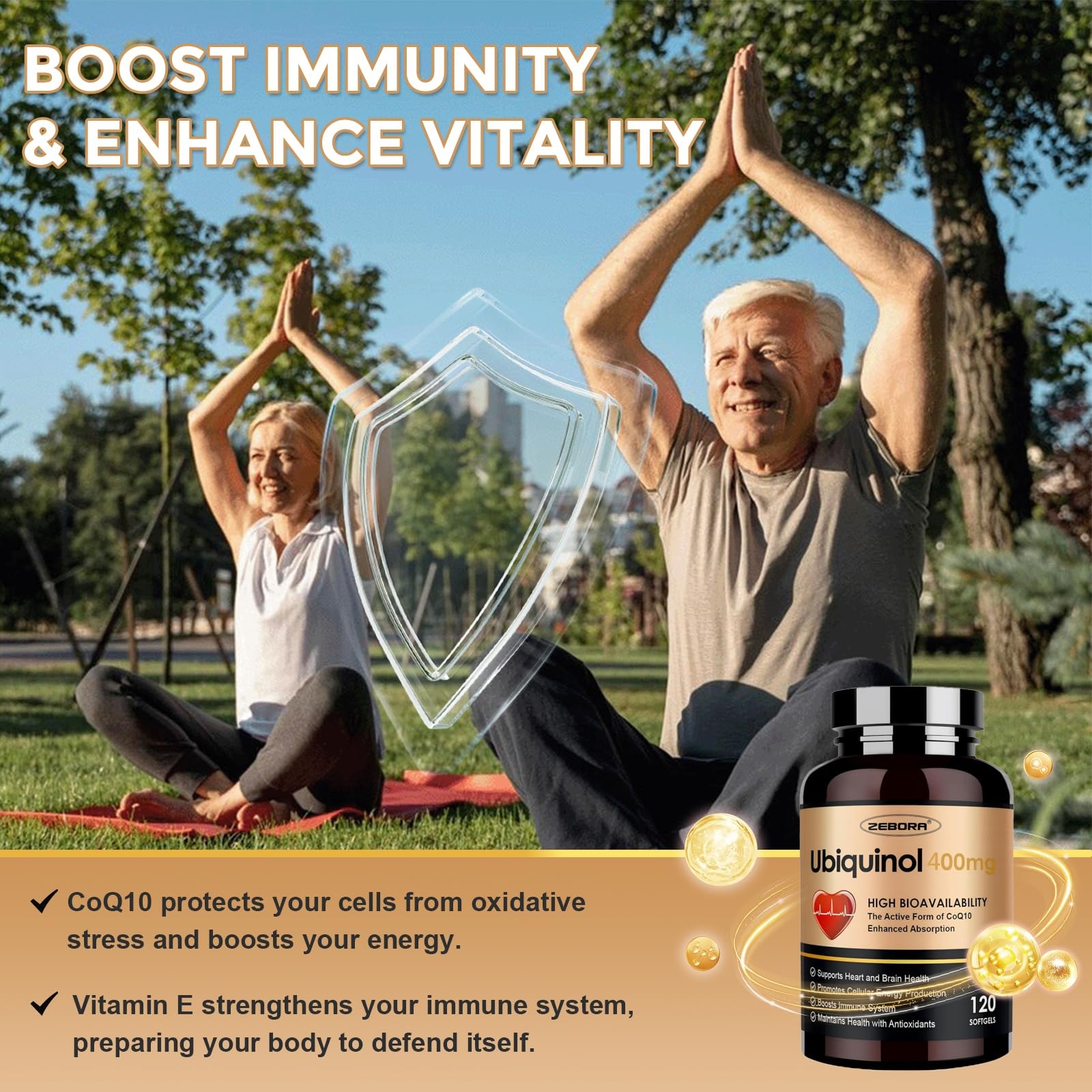 Ubiquinol CoQ10 400mg Softgels with Vitamin C & Vitamin E & Selenium, Max-Abs…