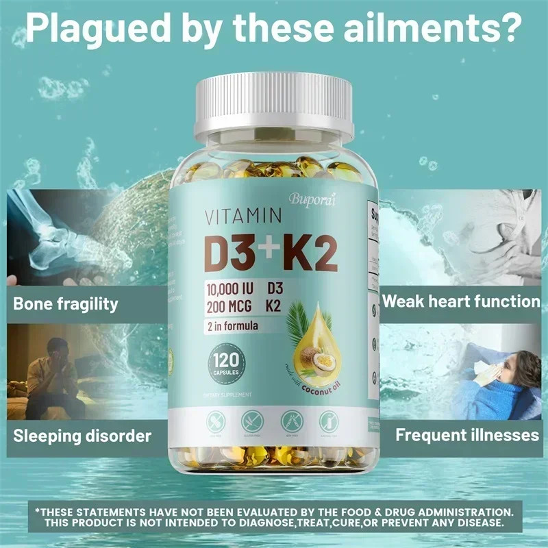 Vitamin D3 + K2 240pcs – Promotes Muscle, Tooth & Bone Health, Enhance Immunity