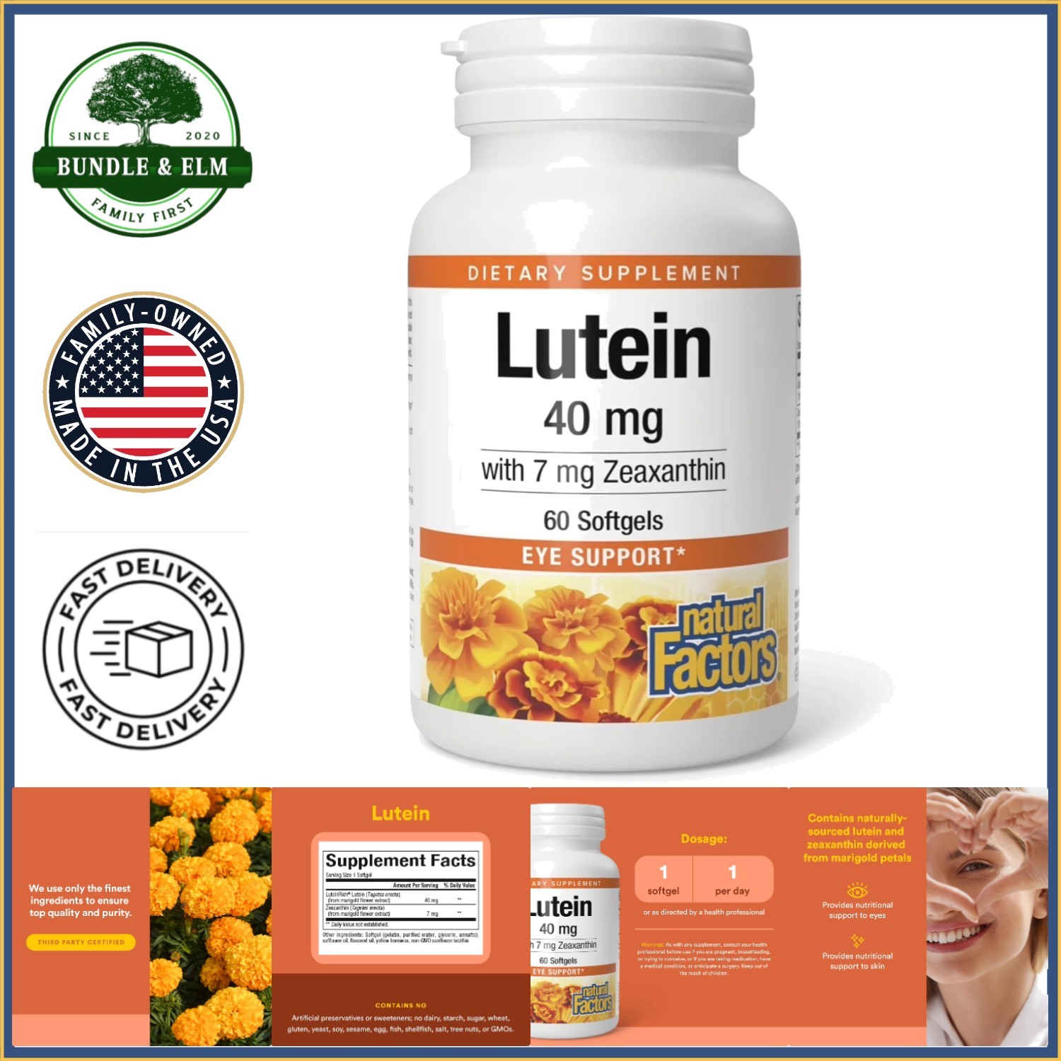 Lutein 40 mg Softgels for Eye Health with Zeaxanthin Antioxidant Support