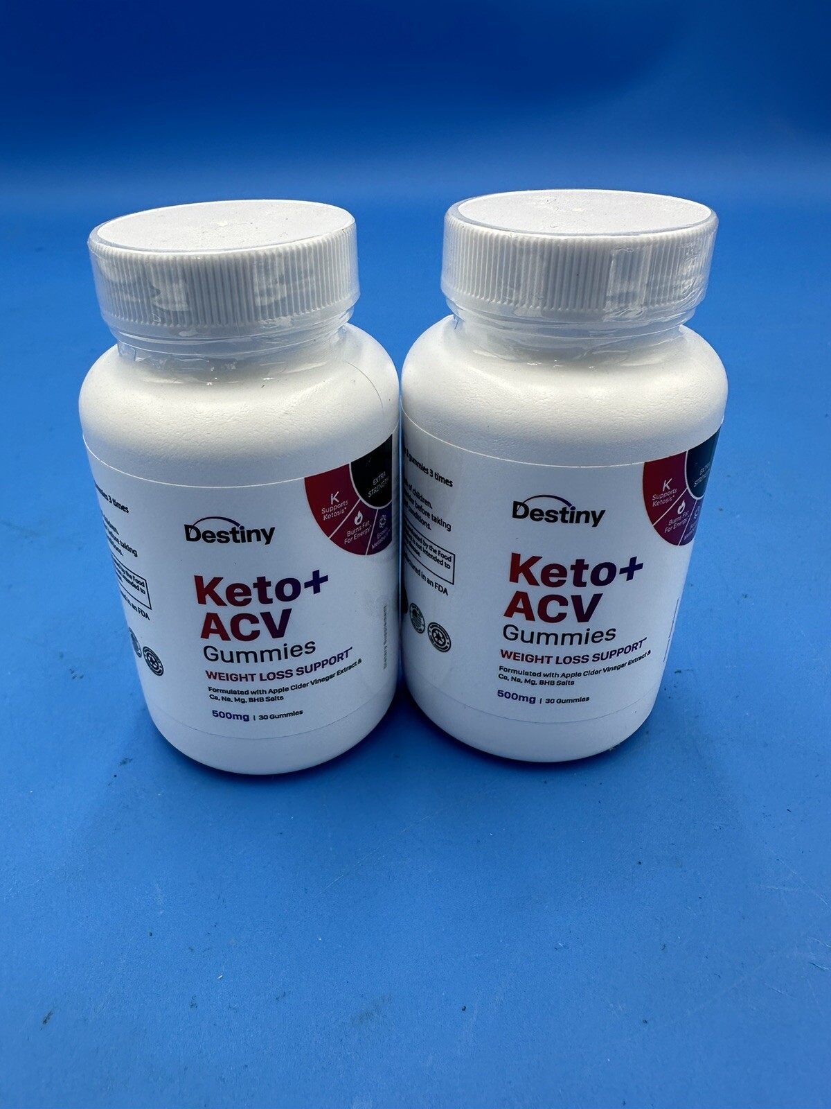 2 Destiny Keto + ACV Gummies For Weight Loss – 500mg / 30 Count – Exp 08/2025