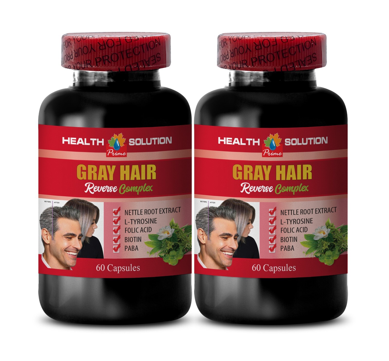 PABA for natural color – GRAY HAIR REVERSE – Hair wellness supplements 2 Bottles