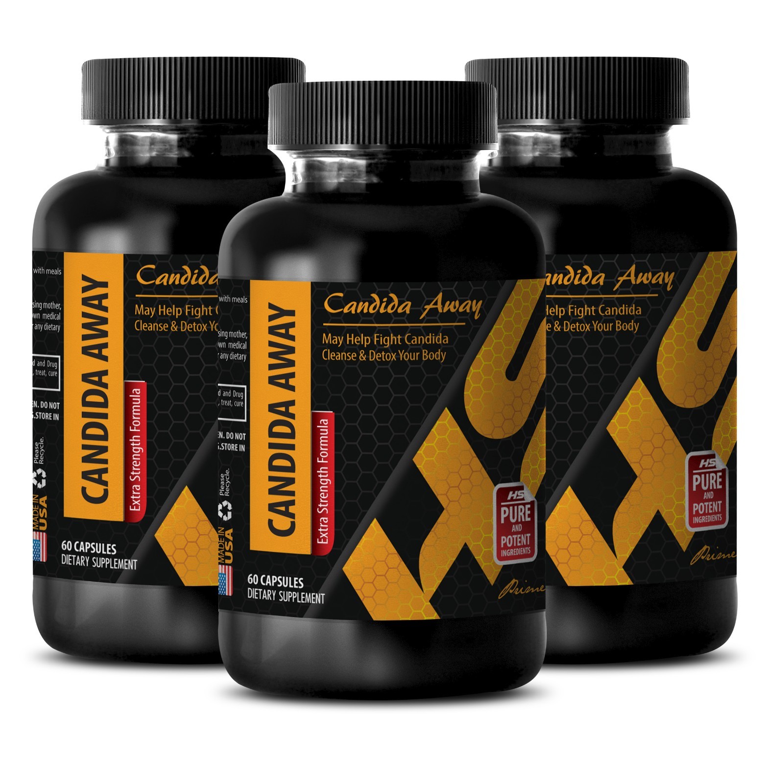 Reishi Mushroom CANDIDA AWAY HEALTHY BLEND 1275 mg antioxidant power 3 Bottles
