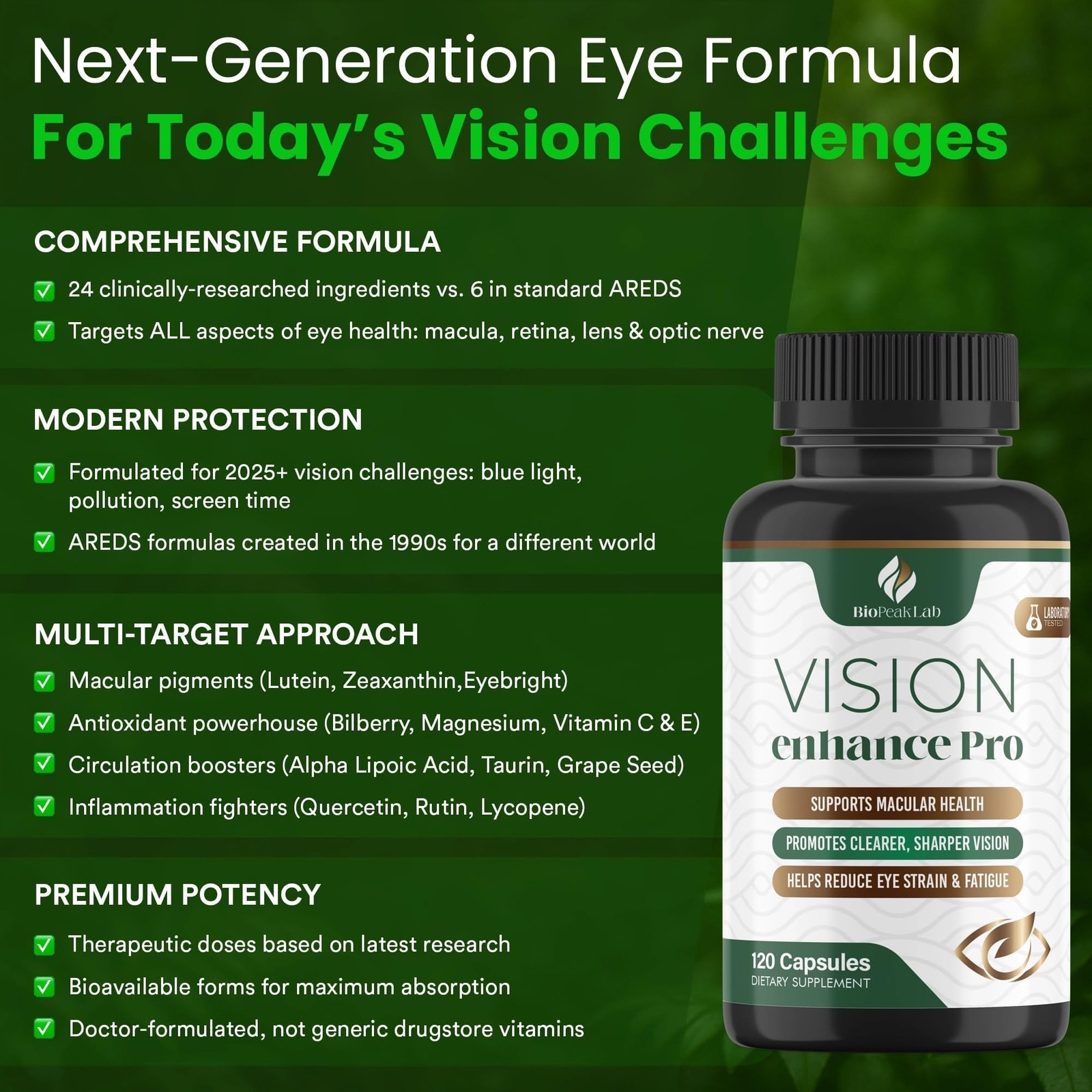 Vision Enhance Pro Eye Wellness Supplement 120 Count (Pack of 1)