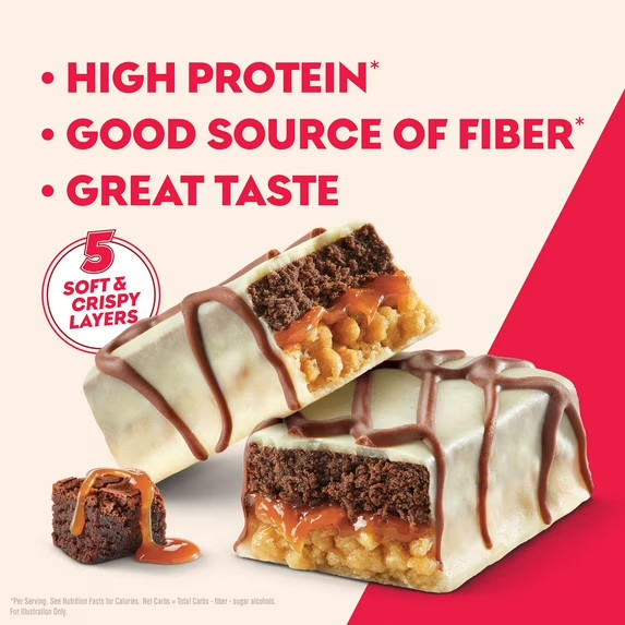 Atkins High Protein Bars, Brownie Delight Flavor, 15g of Protein, 4g Net Carbs,