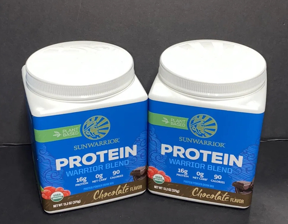 2 Warrior Blend Organic High Performance Protein Powder 13.2 Oz (375g) Chocolate