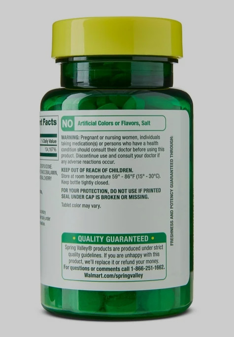 Spring Valley Vitamin B12 Quick-Dissolve Tablets 2500 mcg – Cherry – 60 Count