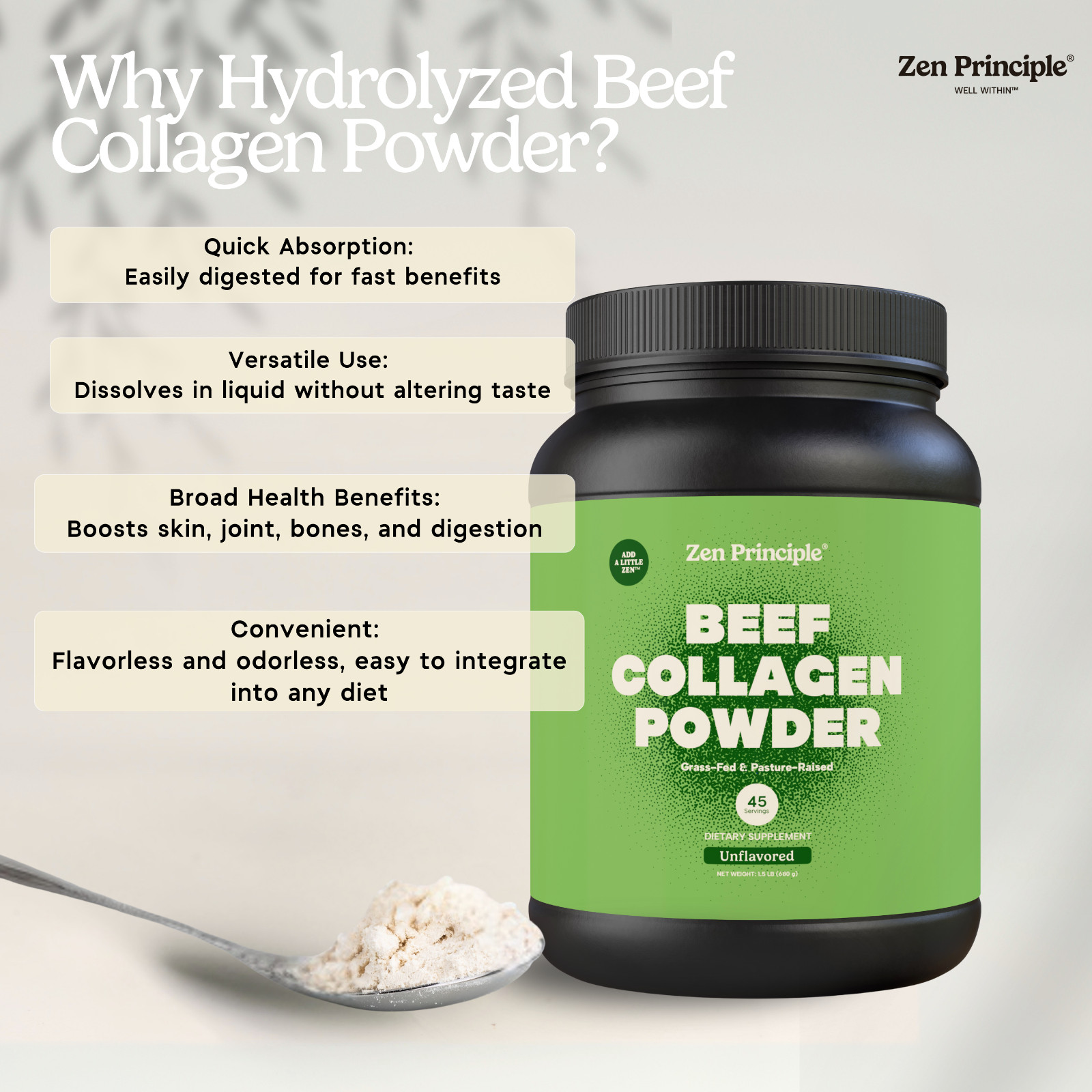 Grass-Fed Collagen Peptides Hydrolyzed 1.5 lb