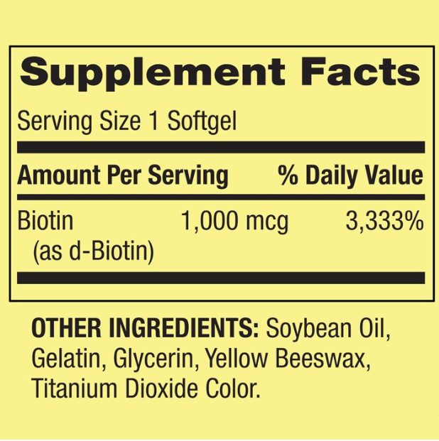 Spring Valley Biotin 1000mcg 150 Softgels Skin Hair Nail Health Supplement USA