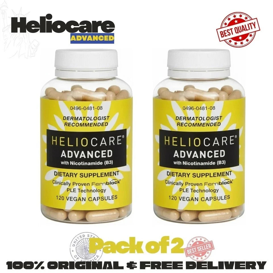2 Packs Heliocare Advanced Nicotinamide B3 Skin Health 120 Capsules Exp: 07/2028