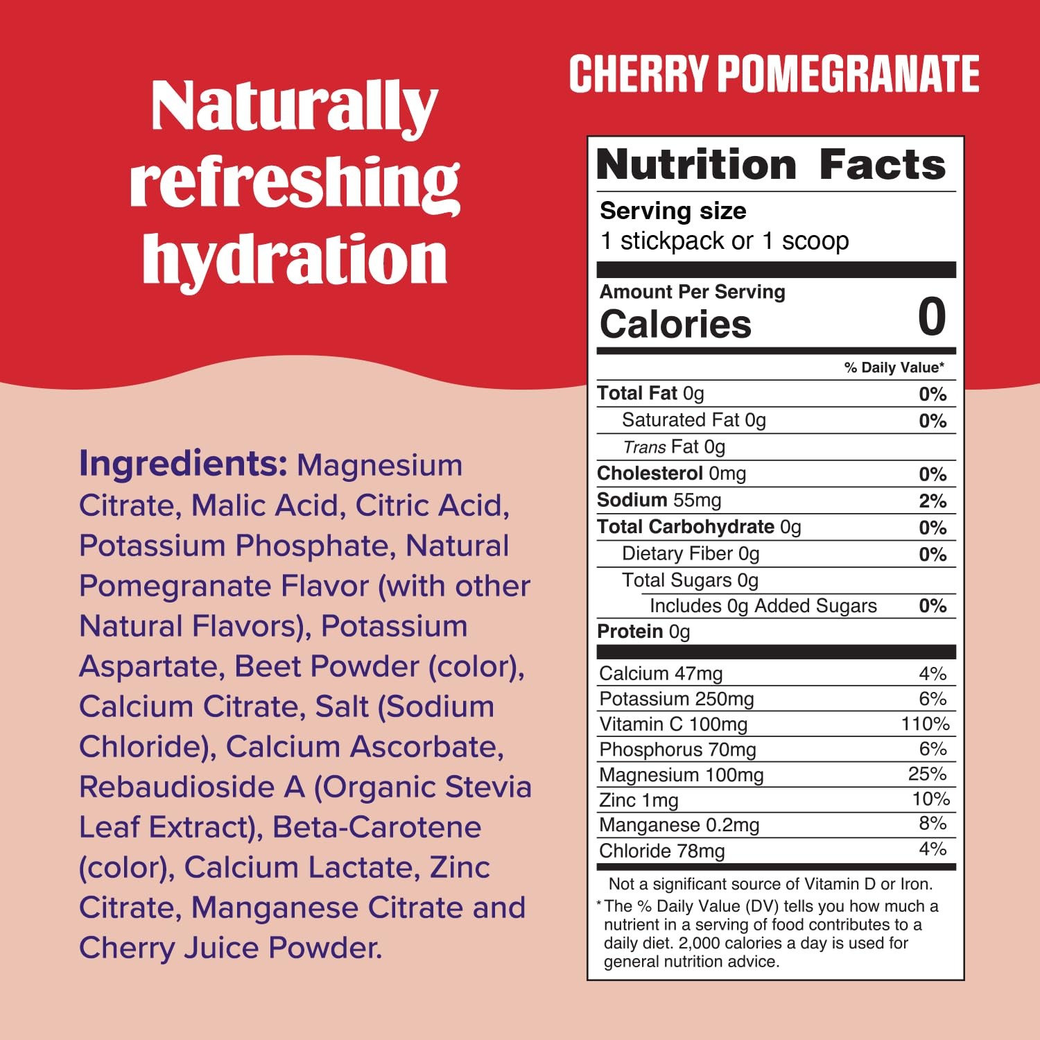 Daily Electrolyte Powder – Cherry Pomegranate, 20 Stickpacks – Zero Sugar Hyd…