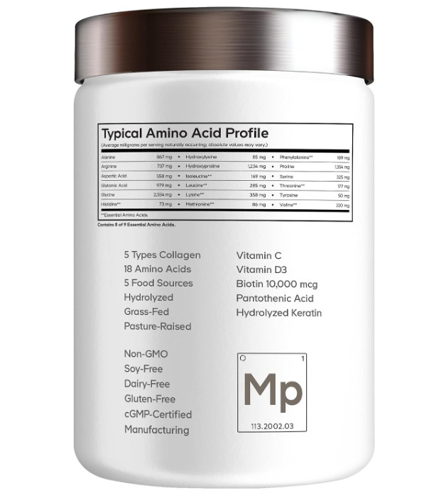 Codeage Multi Collagen Peptides Platinum Powder Biotin Keratin Unflavored 326g