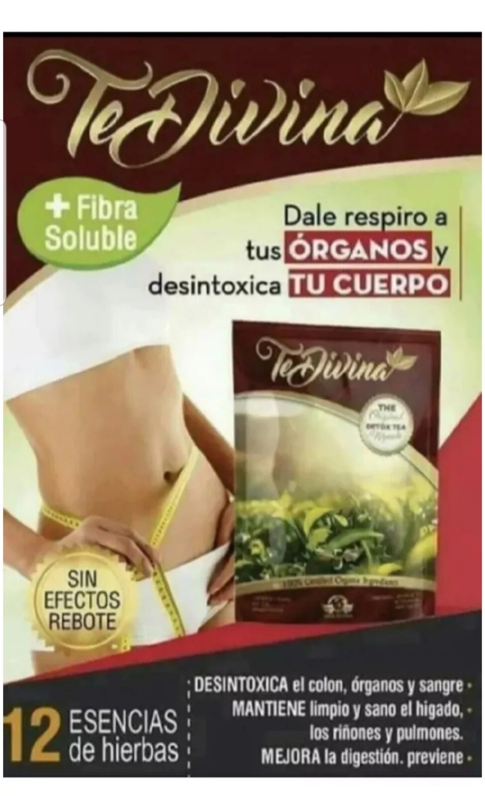 Vida Divina TeDivina Detox Tea All Organic Healthy Cleansing Formula.