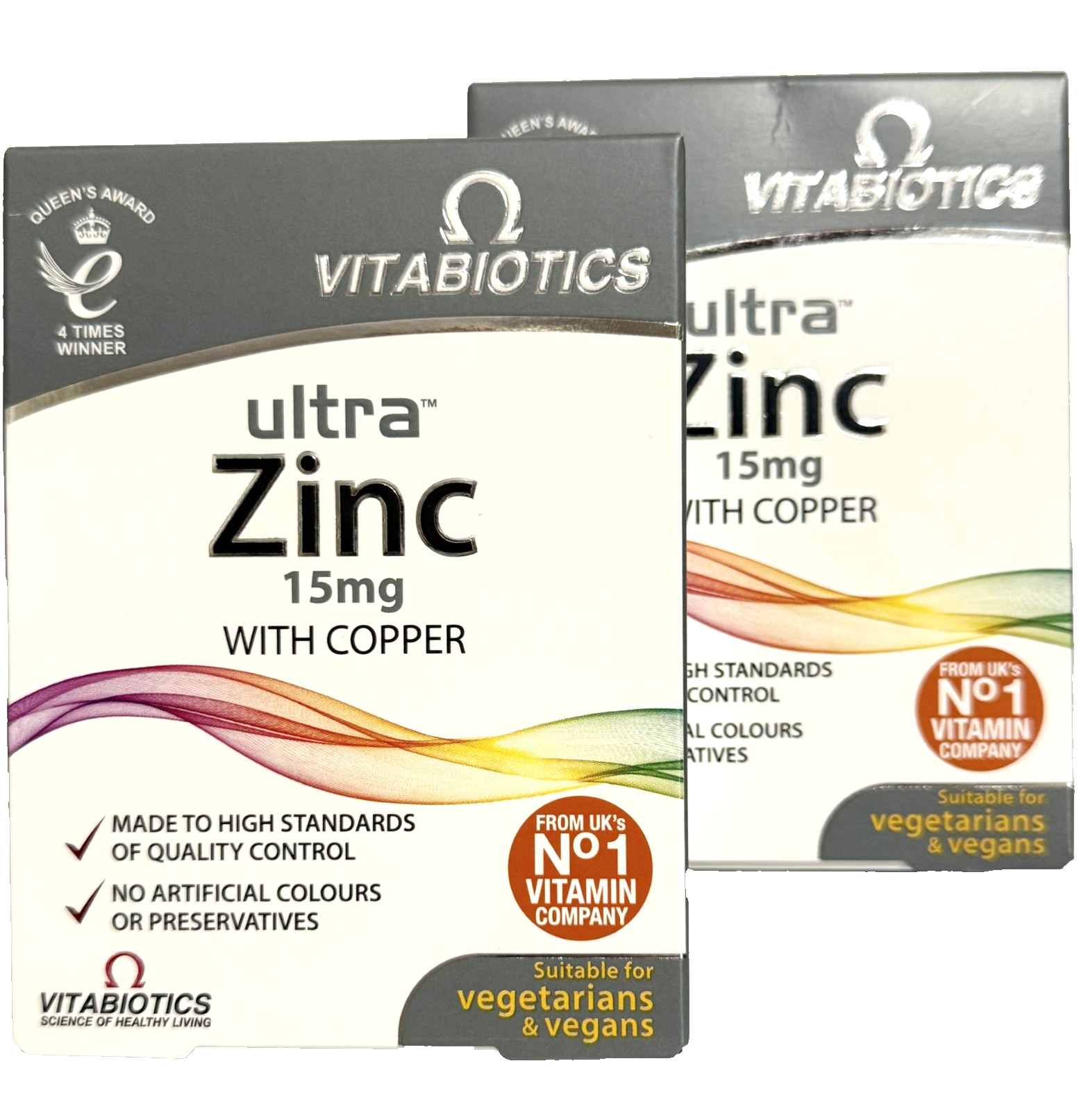 2x Vitabiotics Ultra Zinc 15mg with Copper – 120 Tablets Exp 06/2029
