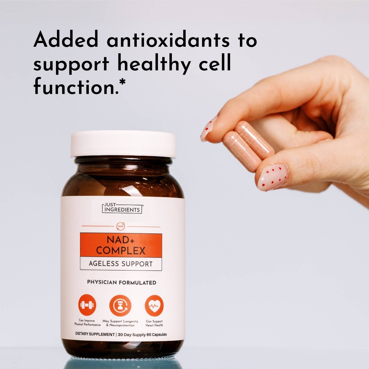 Just Ingredients NAD+ Complex Supplement Capsules – 60ct – 30 Servings