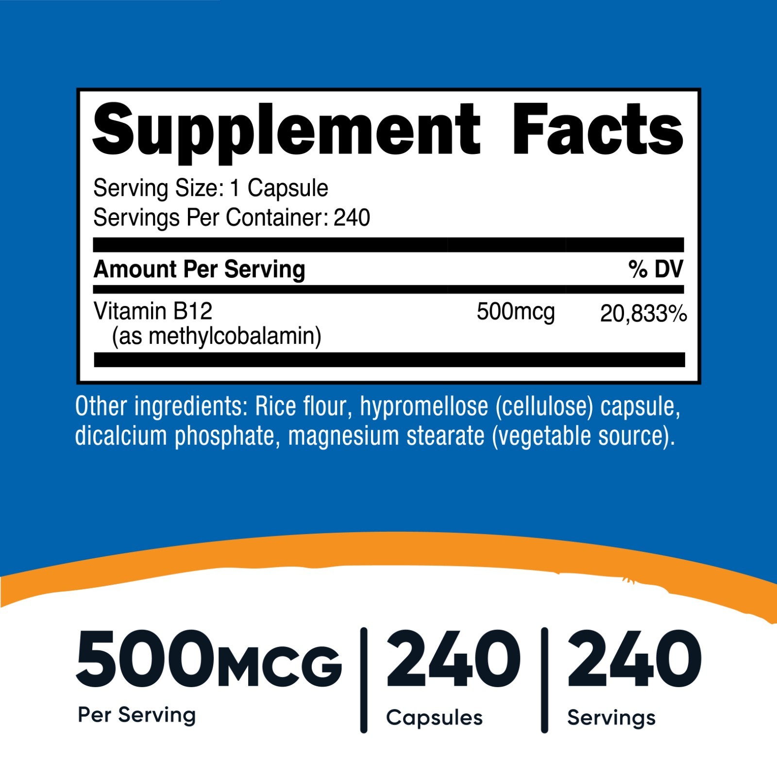 Nutricost Vitamin B12 Supplement (500mcg) 240 Capsules – Methylcobalamin, Vegan