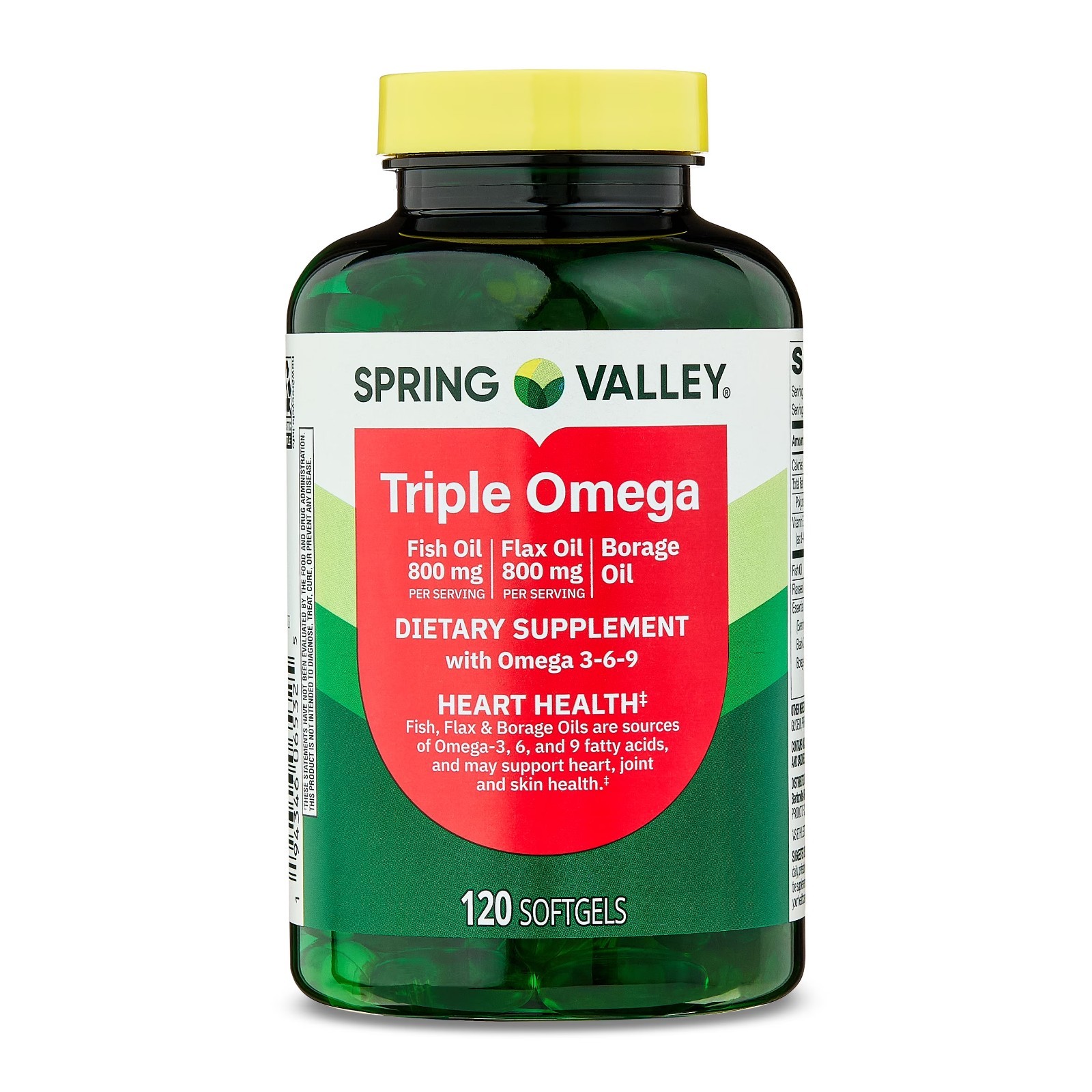 (2 pack) Spring Valley Triple Omega, Fish Oil 800mg, Flax Oil 800mg, and Borage