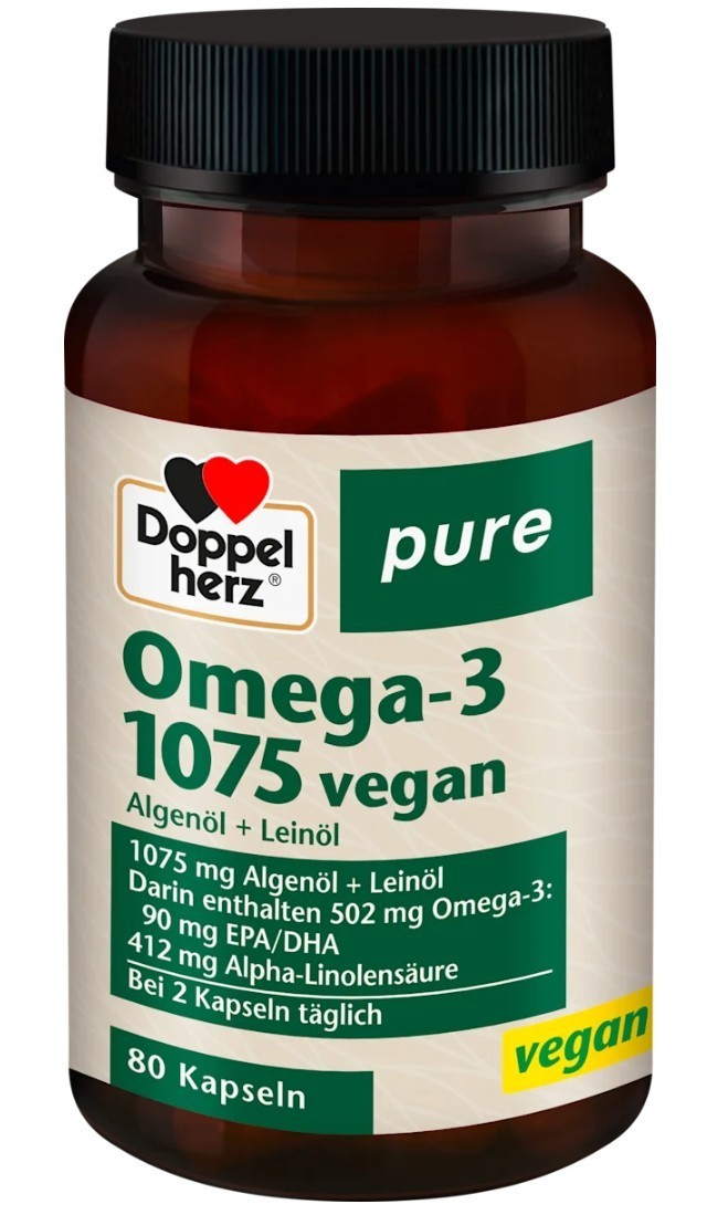 4x Doppelherz Omega-3 1075 Vegan Capsules 80 pcs, 61.2 g; Ships from Germany