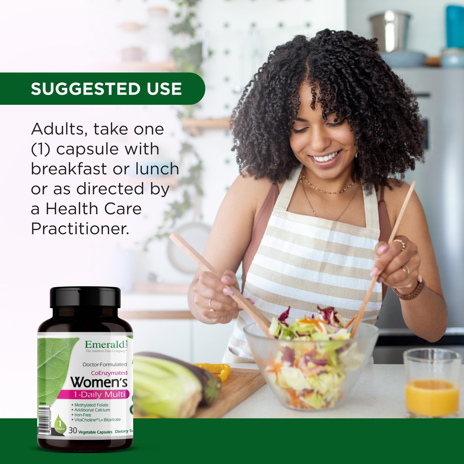 EMERALD LABS Women’s 1Daily Multi Multivitamin for Women Includes Calcium,