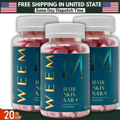 5 pack of WEEM Hair Skin plus Nails Gummy Vitamins, Vegan biotin Vitamins,