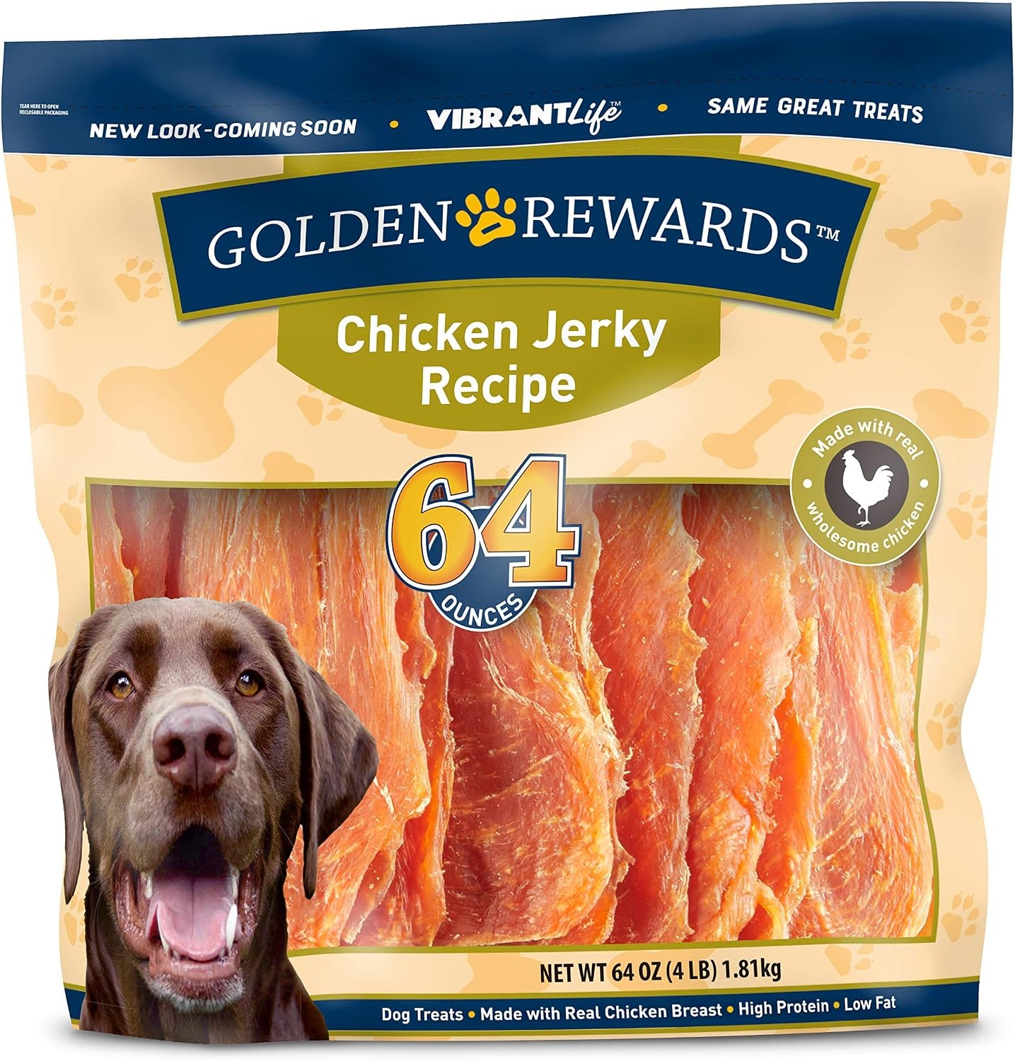 Golden Rewards Jerky Recipe Dog Treats (Chicken Jerky,64 oz,1 Pack)