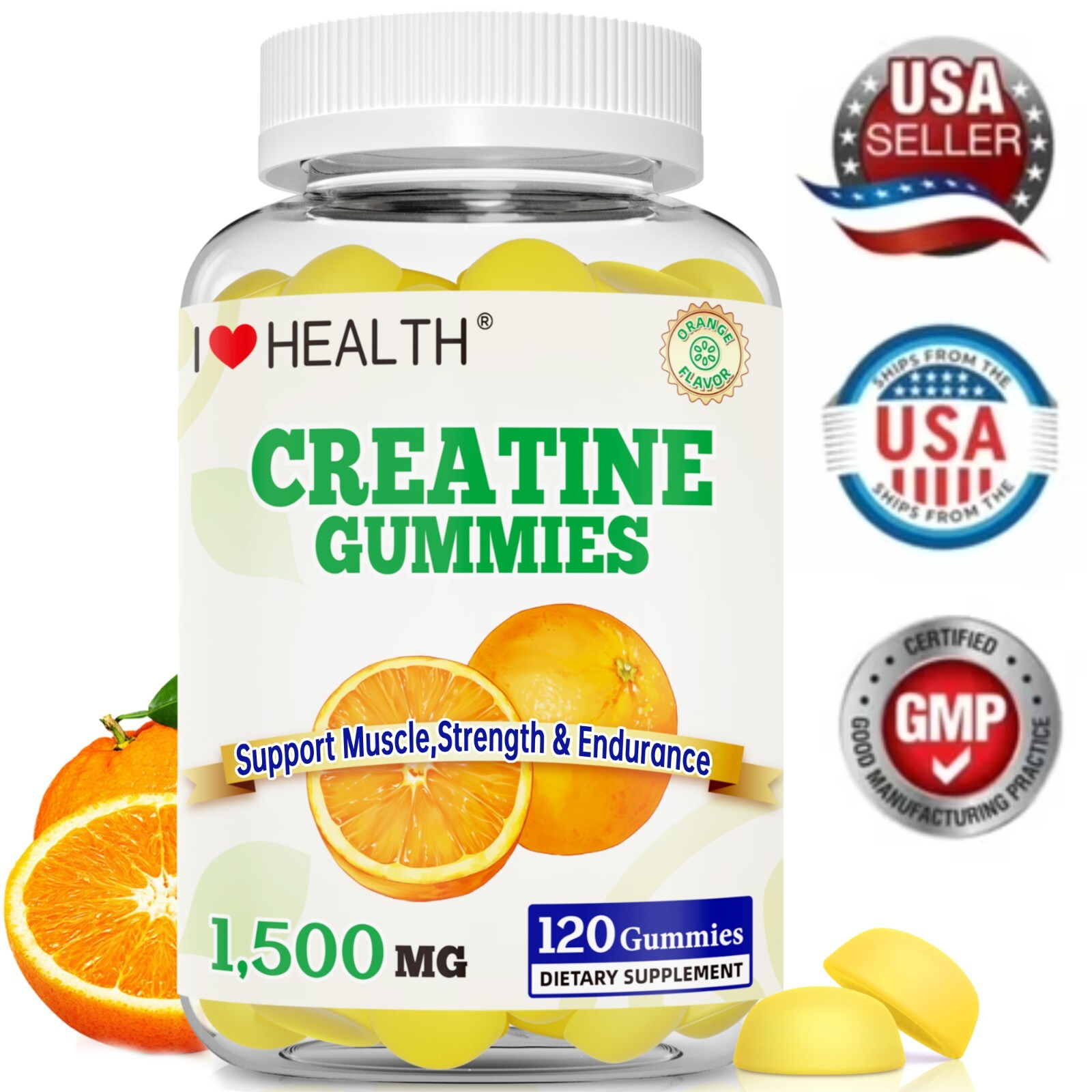 Chewable Creatine 1,500mg per Gummy – Natural Orange Flavor
