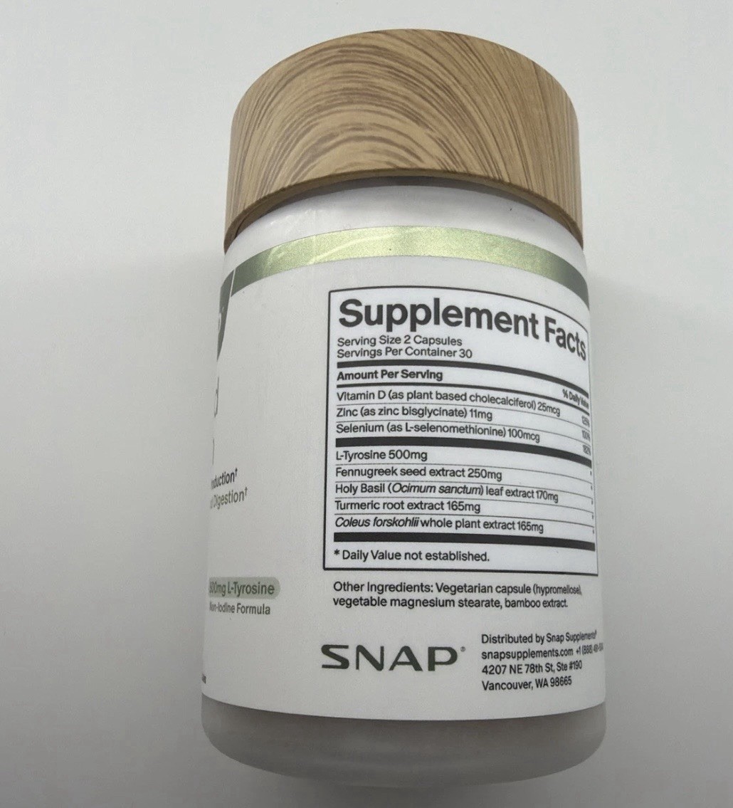Snap Supplements Thyroid Health, Thyroid Support Supplement for Women & Men