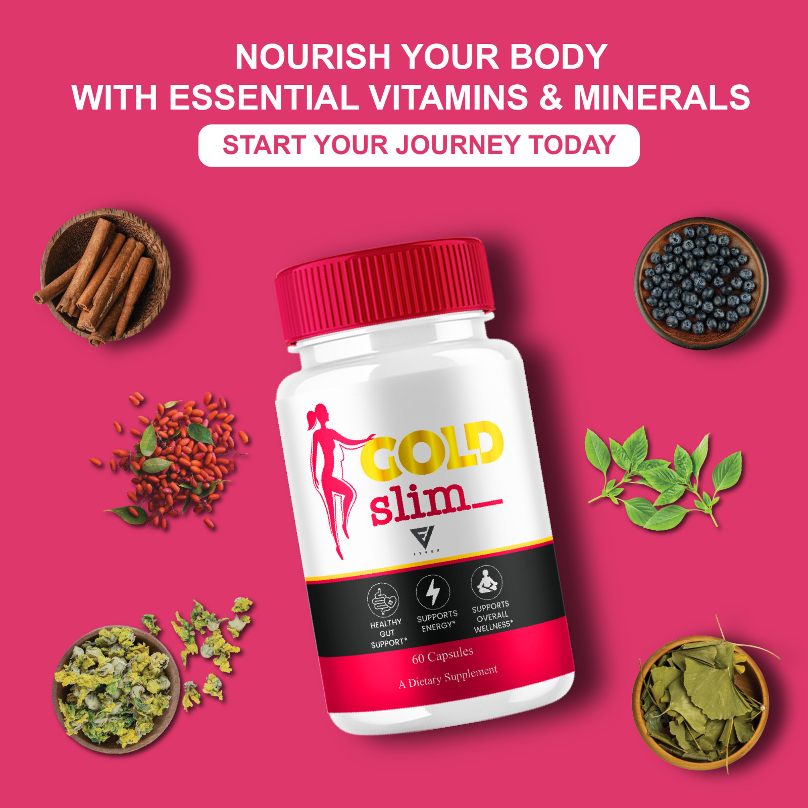 (5 Pack) Gold Slim Keto Supplement, GoldSlim Wellness Support (300 Capsules)