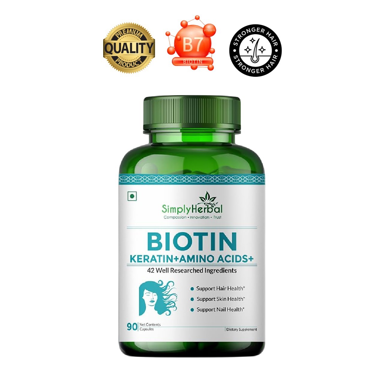 Simply Her.bal Biotin Vitamin B7 Hair Skin 90 Capsules
