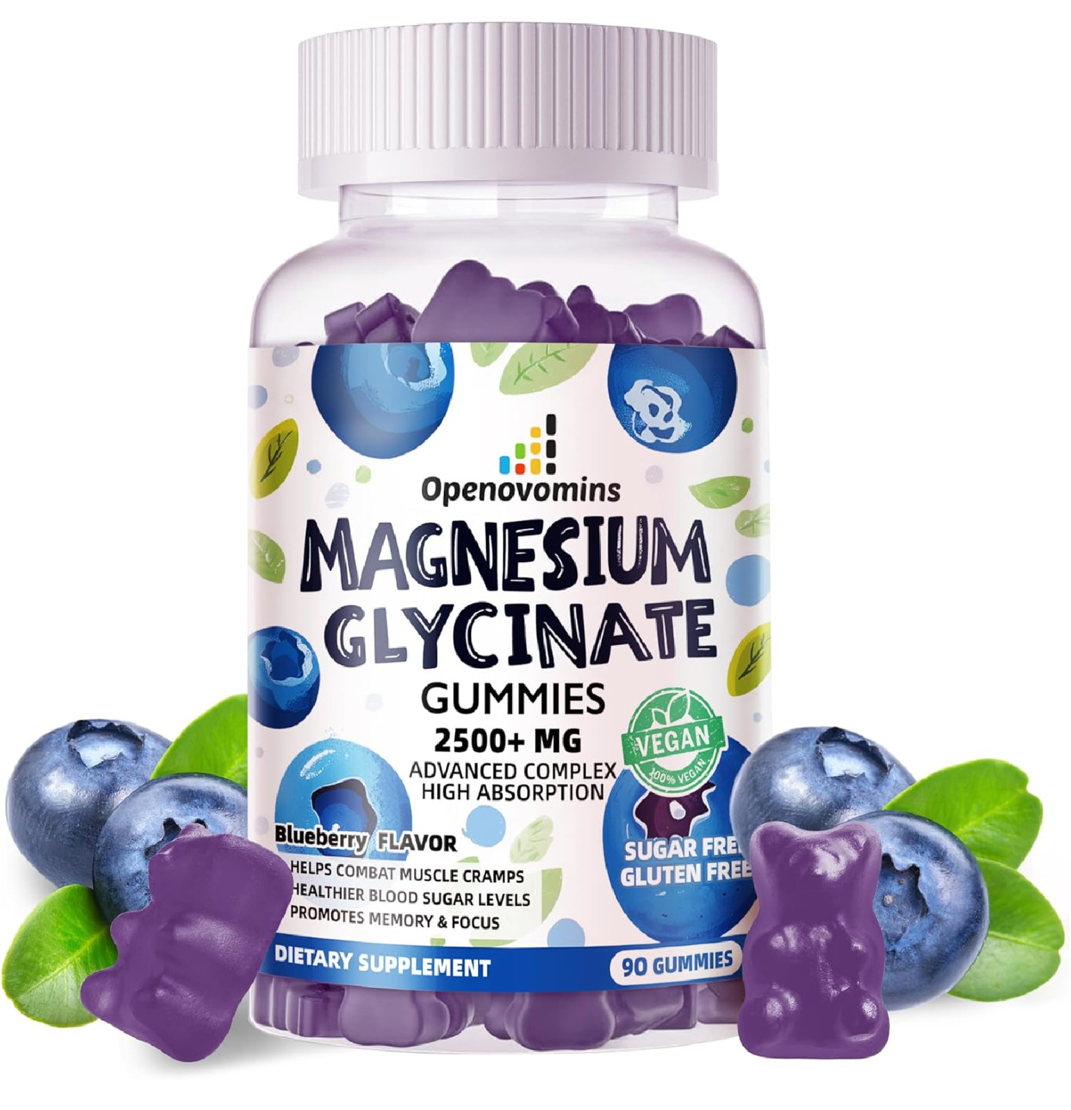 Magnesium Glycinate Gummies 2500mg – Sugar Free Magnesium Potassium Supplement w