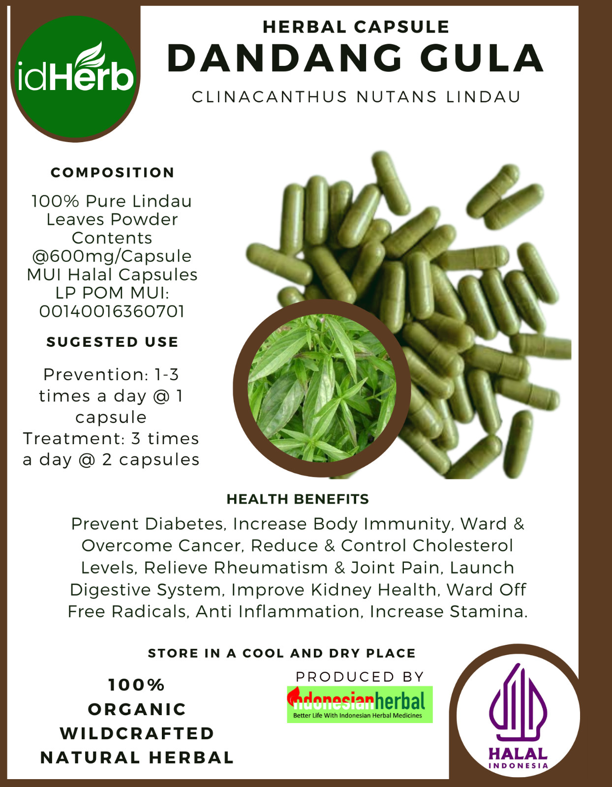 [idHerb] 100-800 Capsule Sabah snake grass Clinacanthus Nutans Lidau WildCrafted