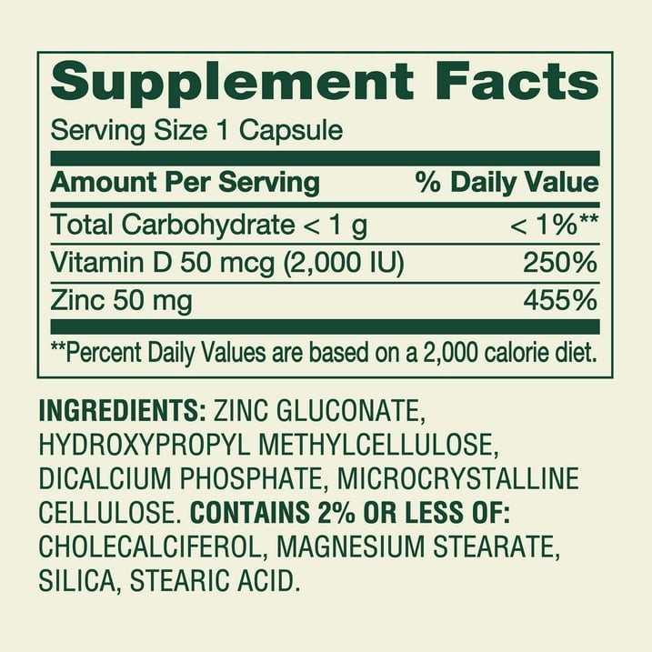Spring Valley Zinc with Vitamin D 50mg Immune Health Capsules, 150 Count