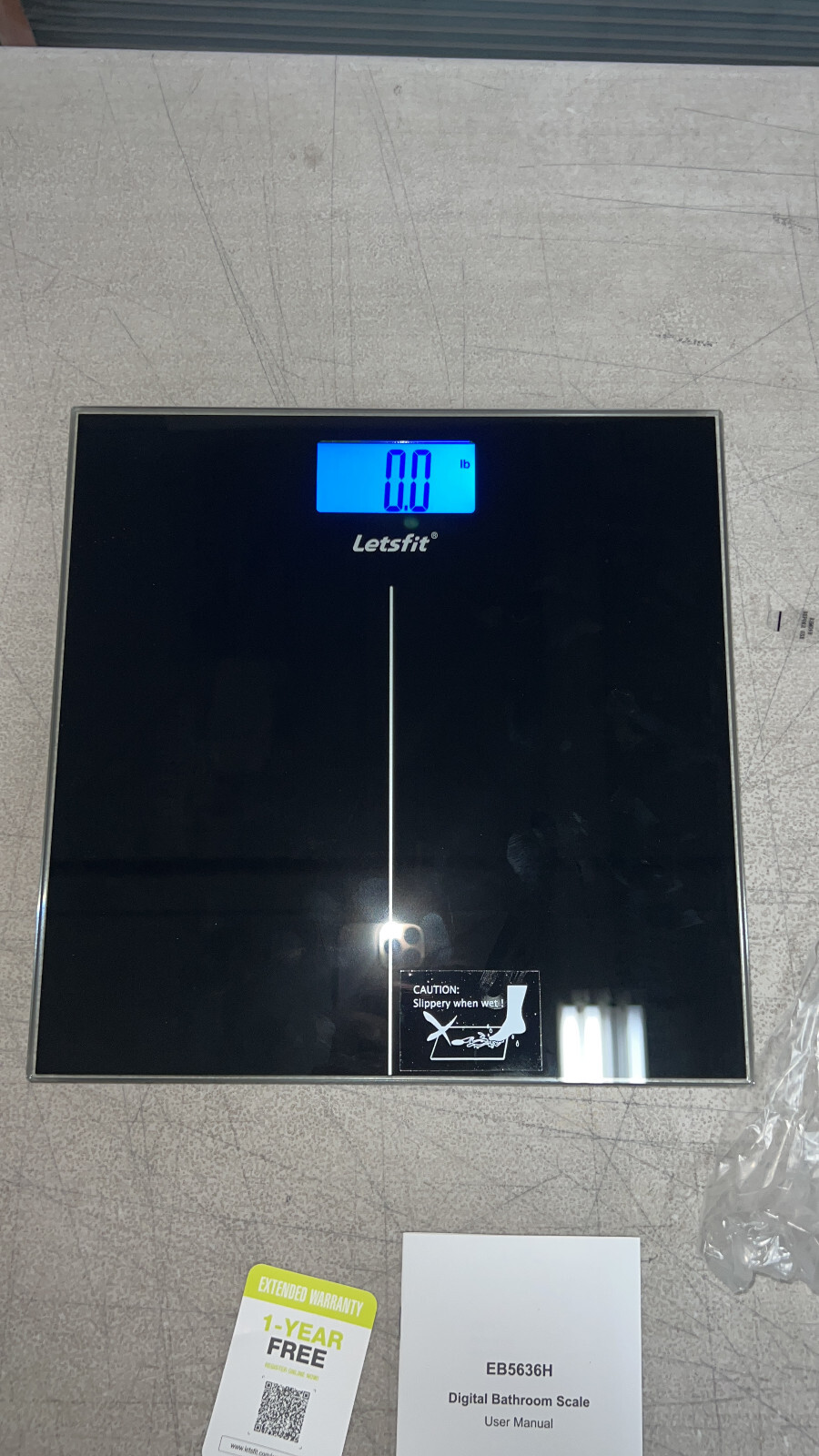 Letsfit Digital Bathroom Scale – Tempered Glass, Black **NEW**