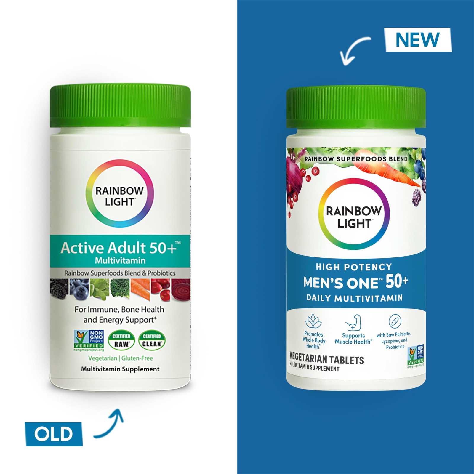Rainbow Light Mens One 50 Plus High Potency Multivitamin 150 Count Gluten Free