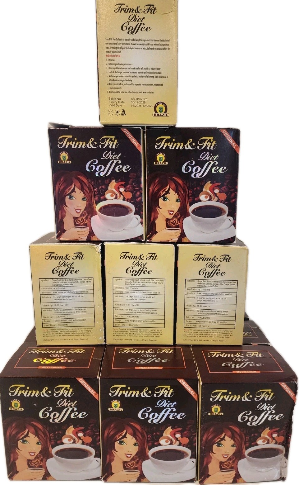 Trim $ Fit Diet Coffee, Appetite Suppressant Coffee – Instant Blended 12 Sachets