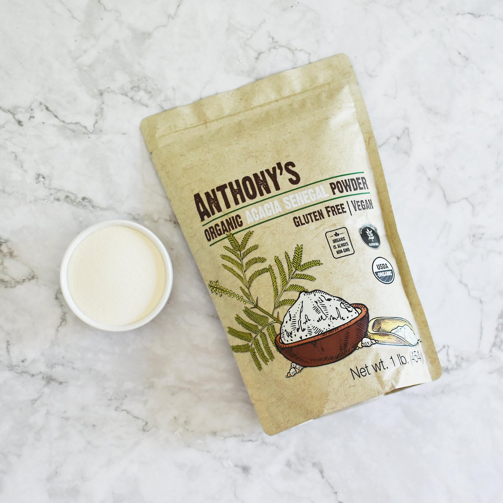 Anthony’s Organic Acacia Senegal Powder, 1 lb, Batch 16 Ounce (Pack of 1)