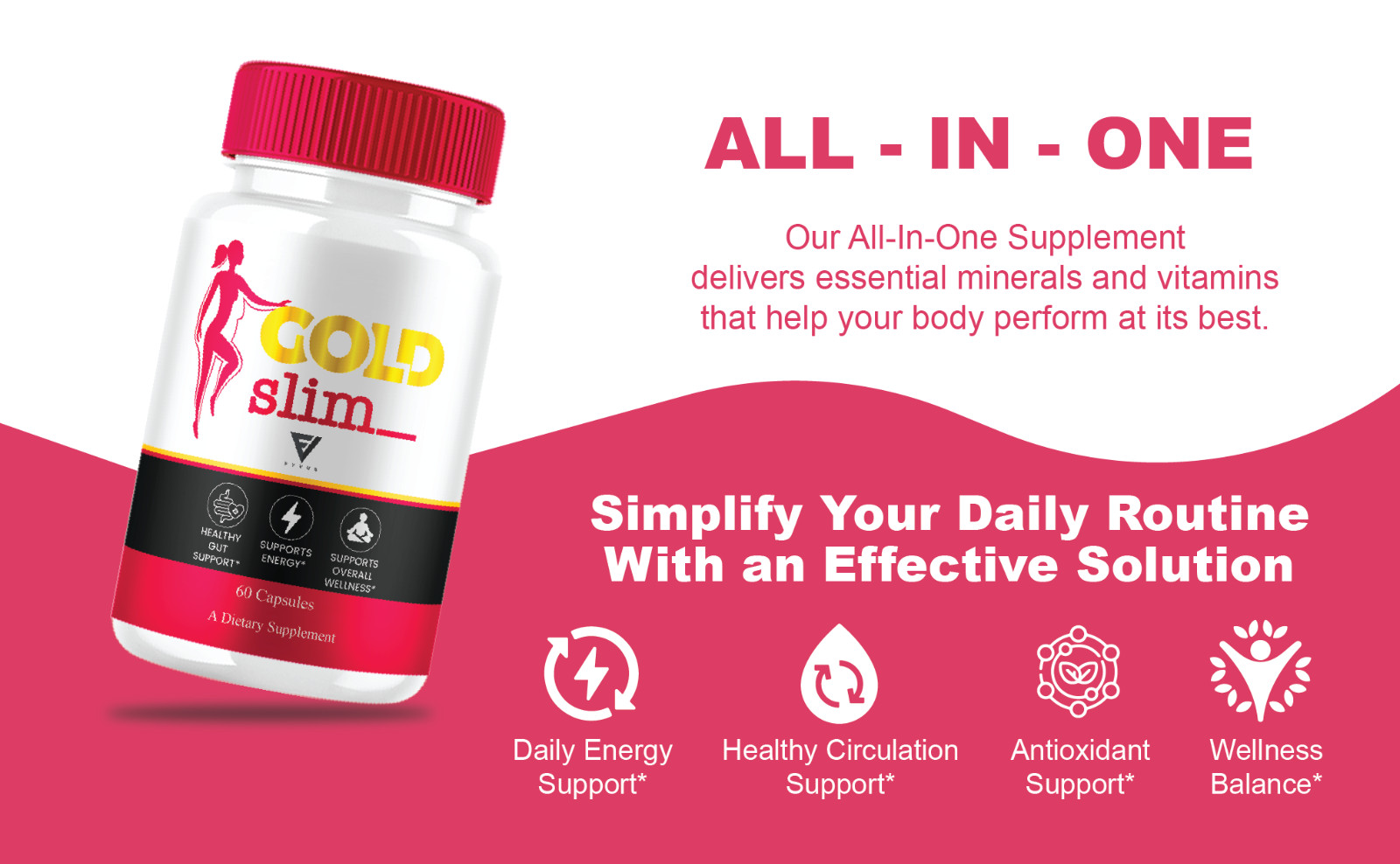 (5 Pack) Gold Slim Keto Supplement, GoldSlim Wellness Support (300 Capsules)