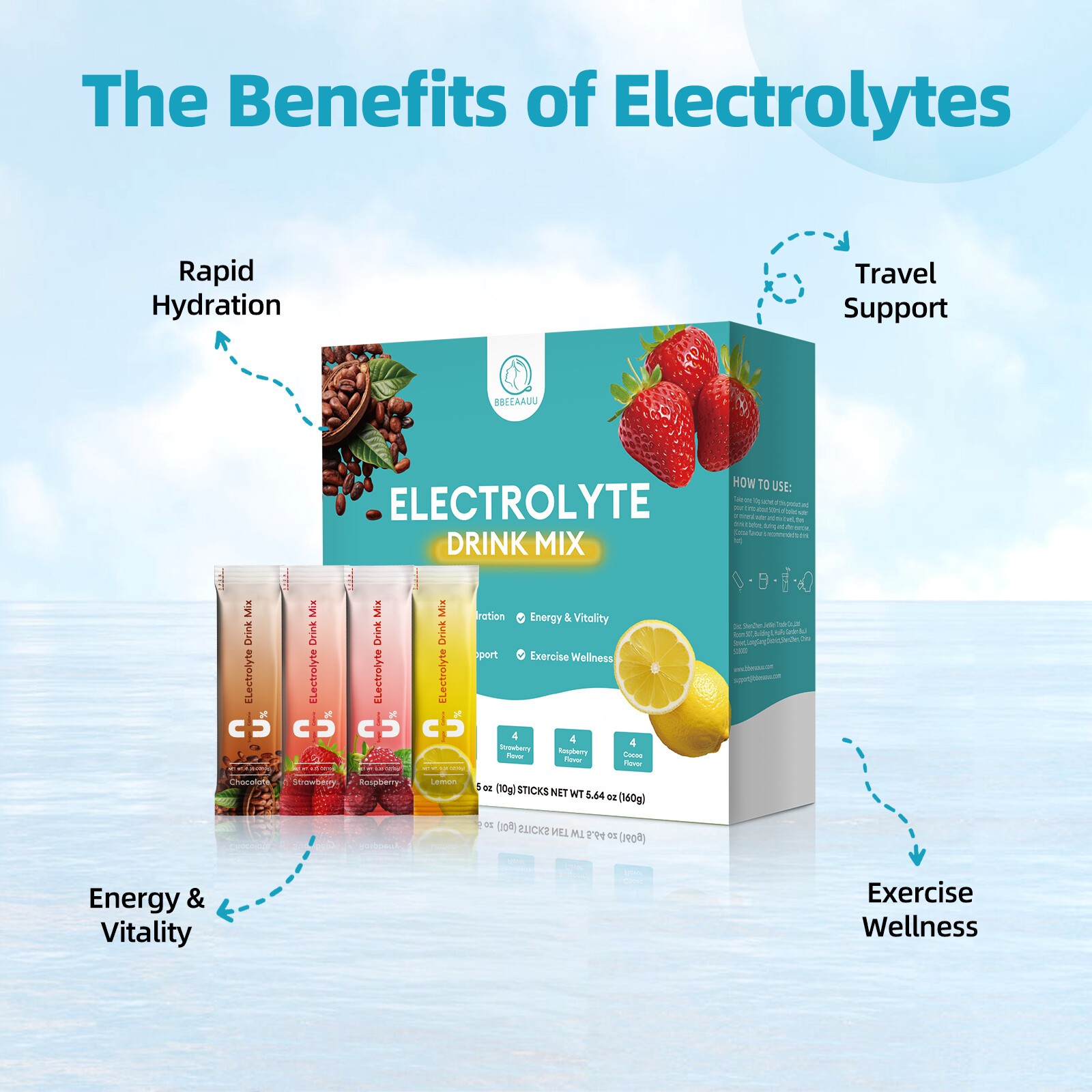 1/3X Electrolyte Powder Drink Mix Organic Fruit Liquid Daily,16 Stickpacks