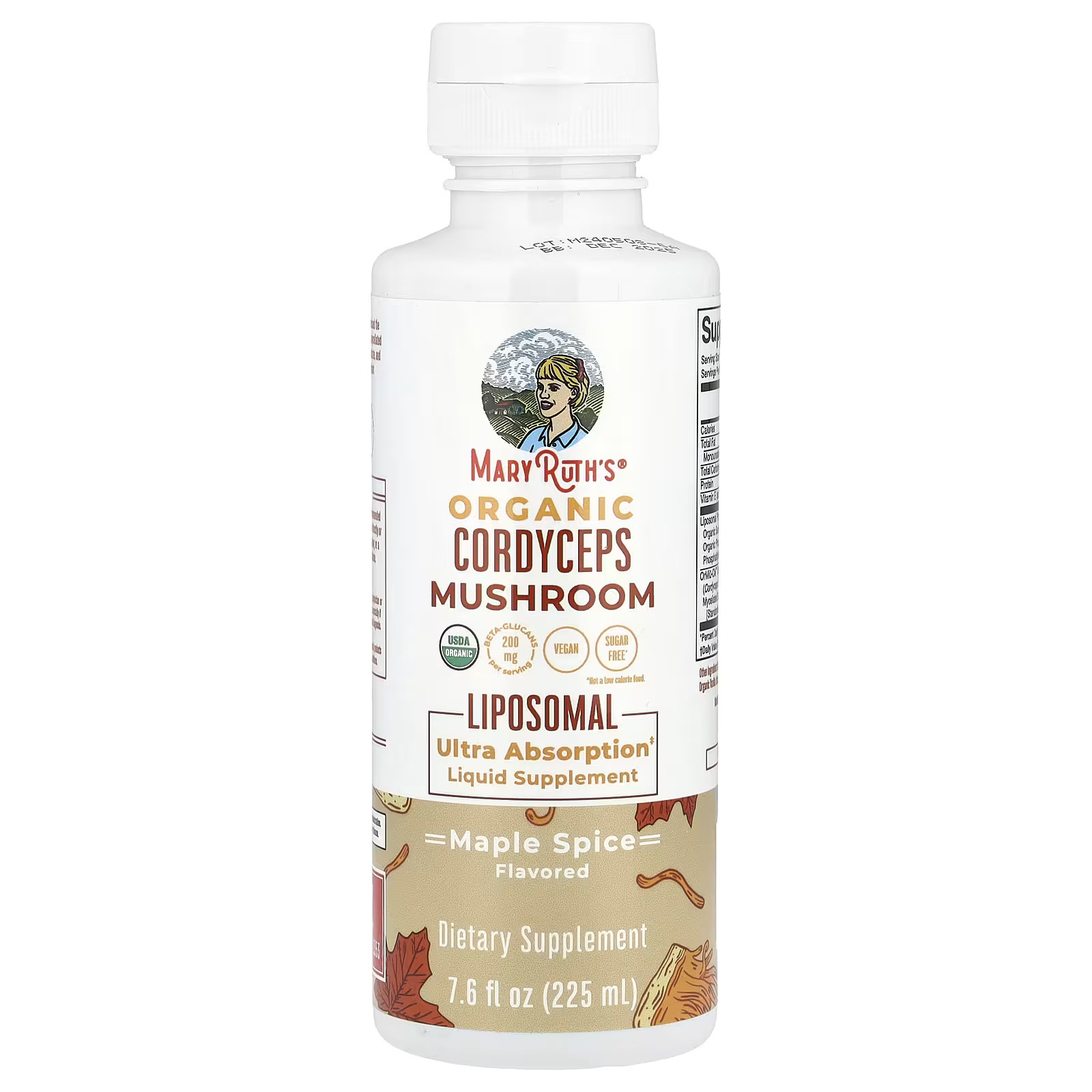 2 X MaryRuths, Organic Cordyceps Mushroom Liposomal, Maple Spice, 7.6 fl oz (22