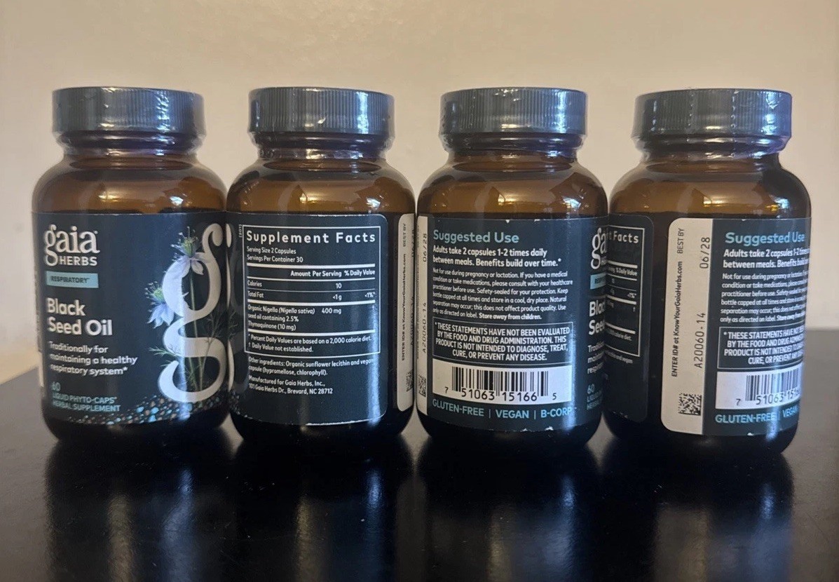 Gaia Herbs Black Seed Oil 240 Vegan Liquid Phyto-Capsules