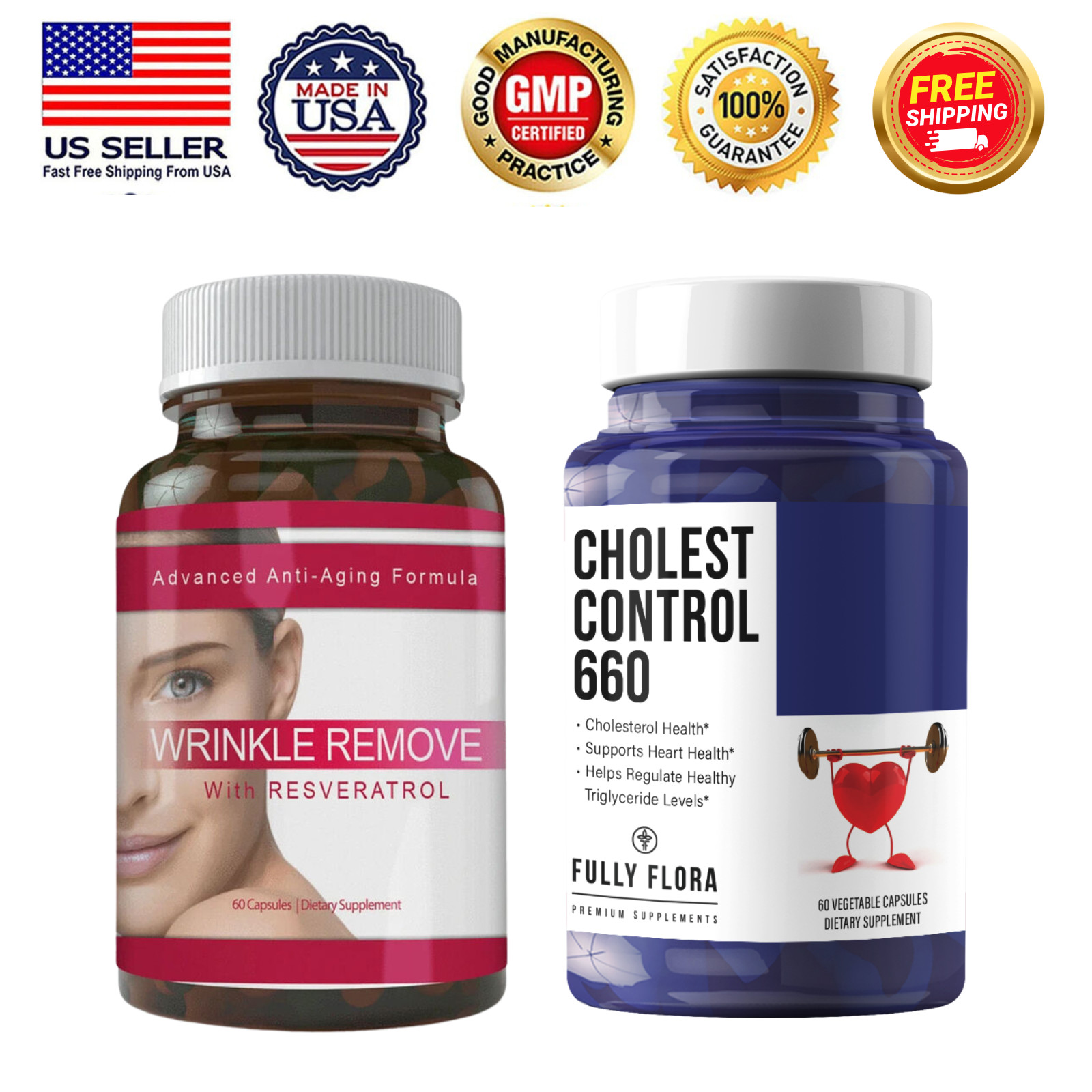 Wrinkle Remove Anti-aging Support & Cholesterol Control Heart Health Supplement