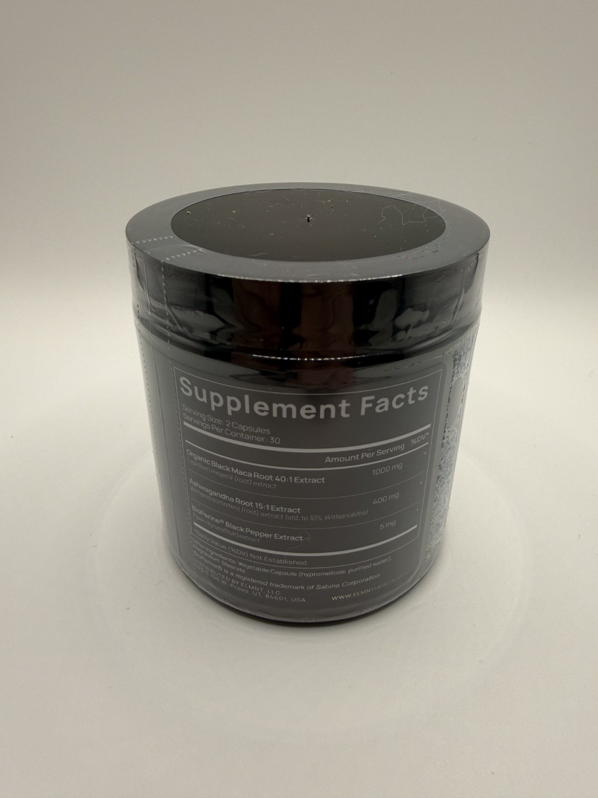 ELMNT Black Maca Ashwagandha Black Pepper Non-GMO Lab Tested 60 Capsules – New